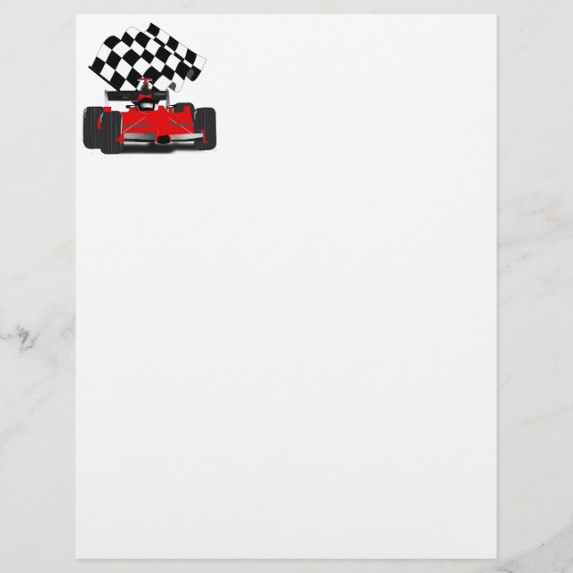 Red Race Car with Chequered Flag (Front)