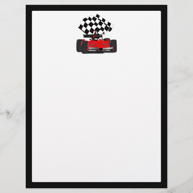 Red Race Car with Chequered Flag (Front)