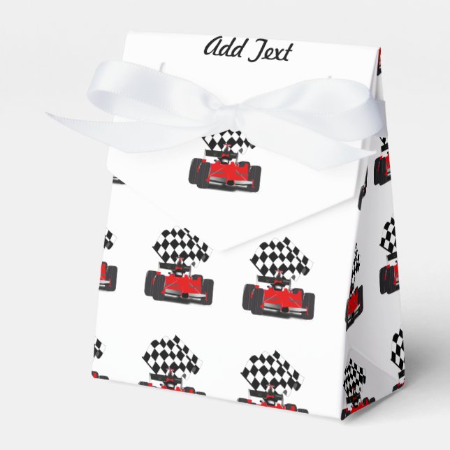 Red Race Car with Chequered Flag Favour Box (Front Side)