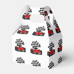 Red Race Car with Chequered Flag Favour Box