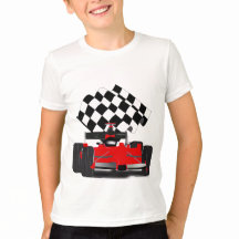 Red Race Car with Chequered Flag