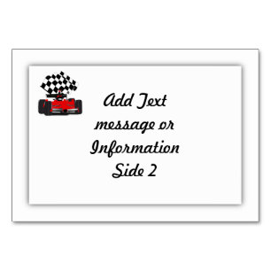 Red Race Car with Chequered Flag Table Number