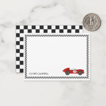 Red race card boys kids personalised