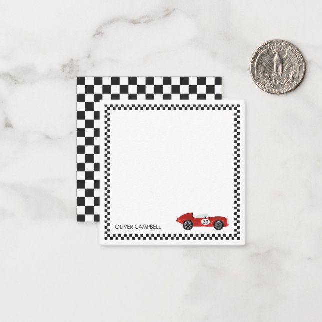 Red race card boys kids personalised (Front/Back In Situ)