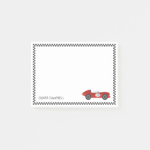 Red race card boys kids personalised post-it notes