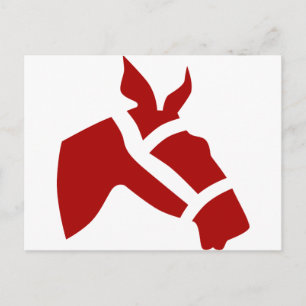 Red Race Horse Head Icon Postcard