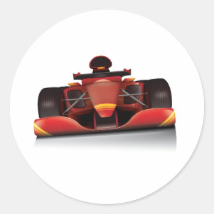 Red Racing Car Classic Round Sticker