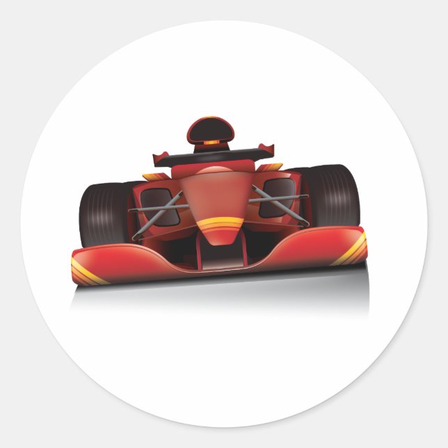 Red Racing Car Classic Round Sticker (Front)
