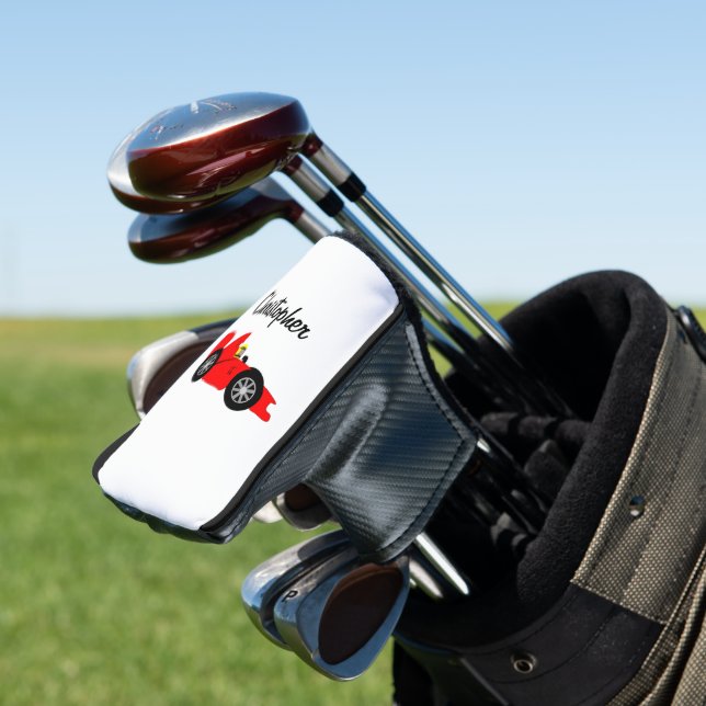 Red Racing Car Design Golf Head Cover (In Situ)