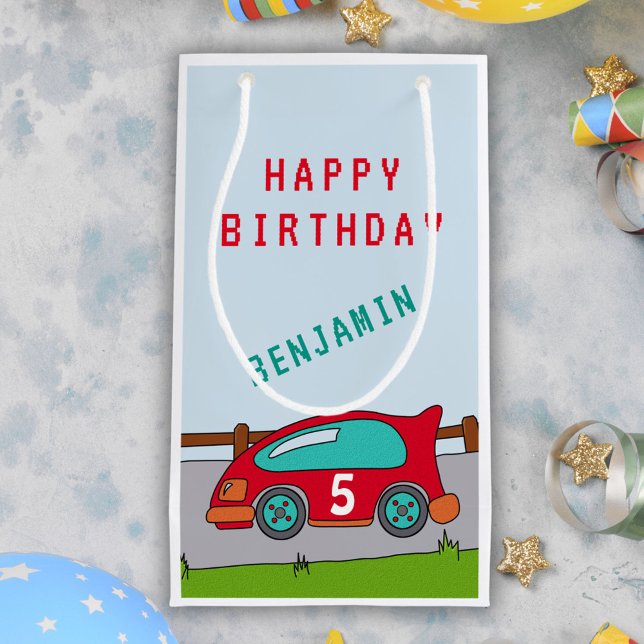 Red Racing Car Happy Birthday Small Gift Bag (Creator Uploaded)