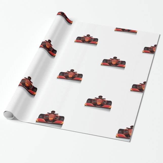 Red Racing Car Wrapping Paper (Unrolled)