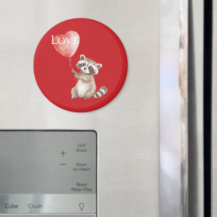 Red Racoon with A Balloon Love Magnet