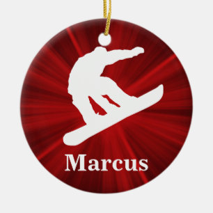 Red Radiance Personalised Snowboarding Ornament