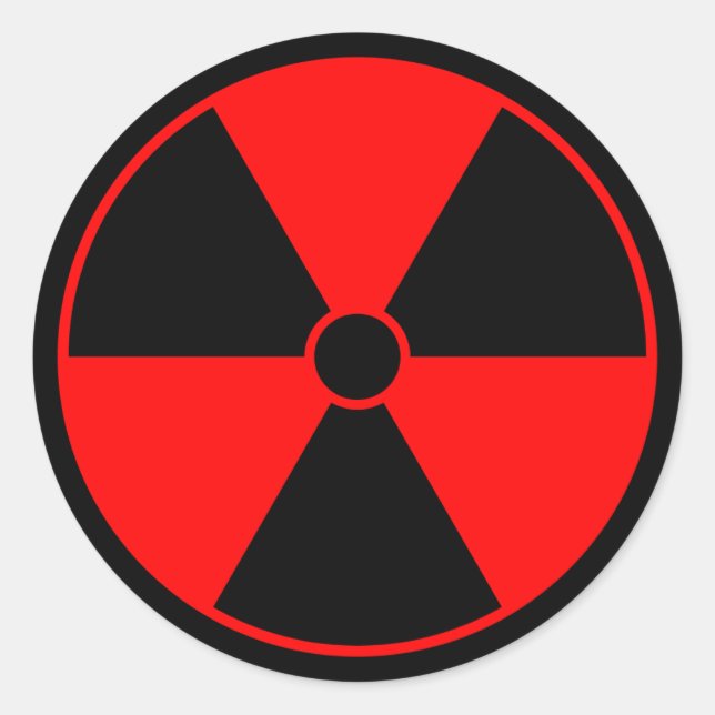Red Radiation Symbol Classic Round Sticker (Front)