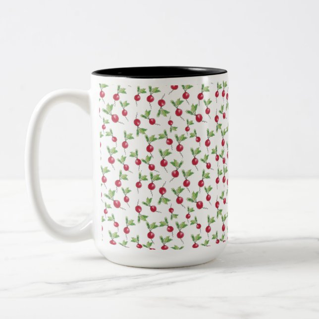 Red radishes pattern Two-Tone coffee mug (Left)