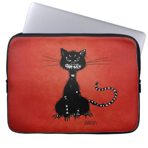 Red Ragged Evil Black Cat Laptop Sleeve