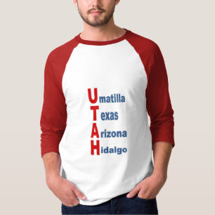 Red raglan T-shirt TOURISM WEST USA