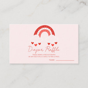 Red Rainbow baby shower Diaper Raffle Enclosure Card