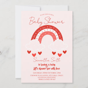 Red Rainbow baby shower  Invitation