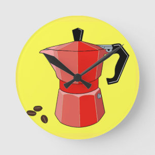 Red Rainbow Espresso Round Clock