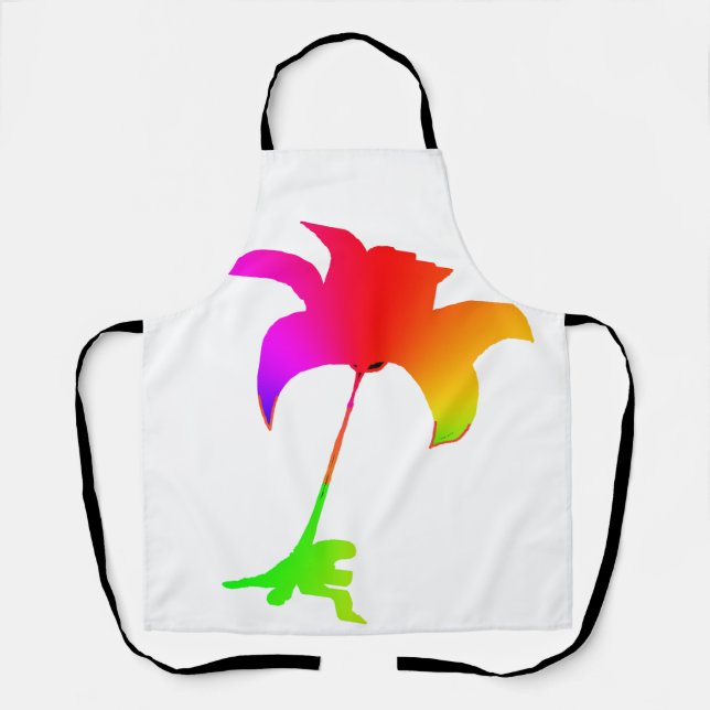 Red Rainbow Floral Chef  Apron (Front)