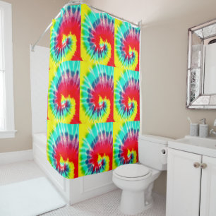 Red Rainbow Tie Dye, Shower Curtain