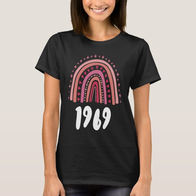 Red Rainbow Year Of Birth 1969 Birthday T-Shirt (Front)
