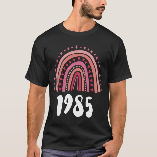 Red Rainbow Year Of Birth 1985 Birthday T-Shirt (Front)