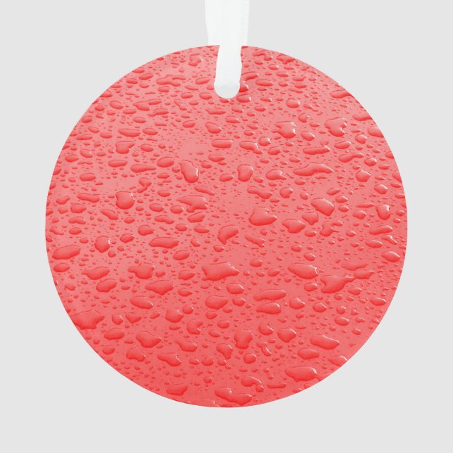 Red Raindrops on Car Ornament (Back)