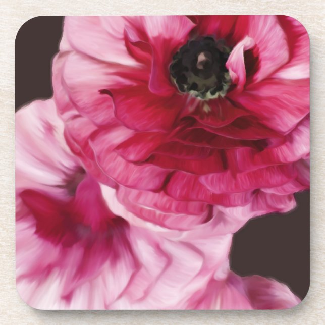 Red Ranunculus Coaster (Front)