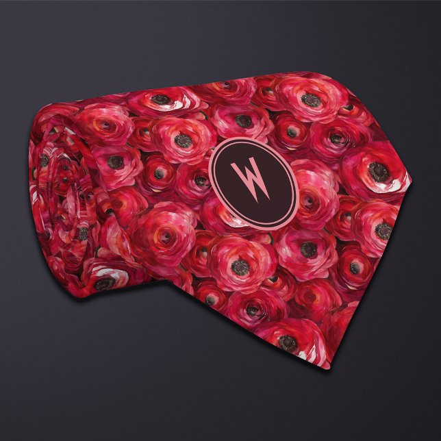 Red Ranunculus Floral  Tie (Creator Uploaded)