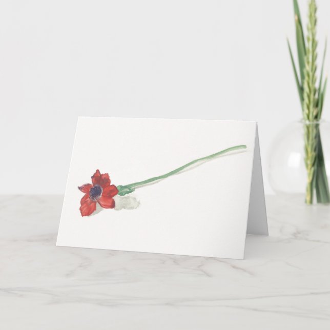 Red ranunculus watercolor card (Front)