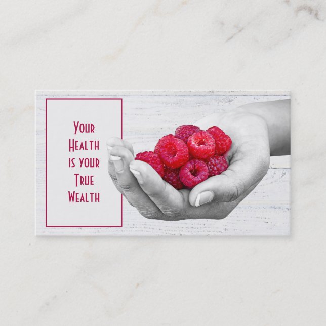 Red Raspberries in Hand  Business Card (Front)