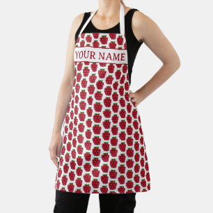 Red raspberry fruit pattern custom kitchen apron