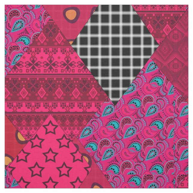 Red Raspberry Patchwork Fabric (Swatch)
