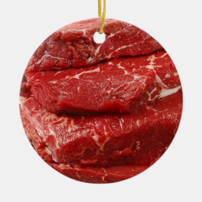 Red Raw Meat Ceramic Tree Decoration (Front)