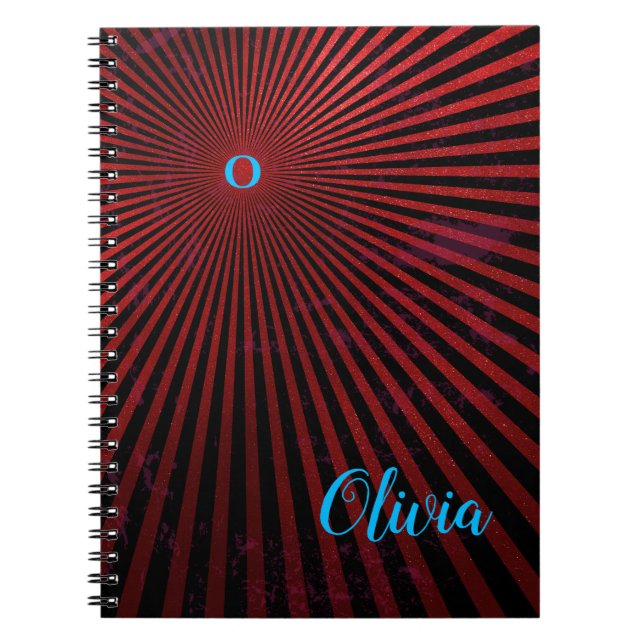Red Rays Abstract Personalised Notebook (Front)