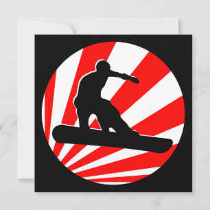 red rays snowboarding invitation
