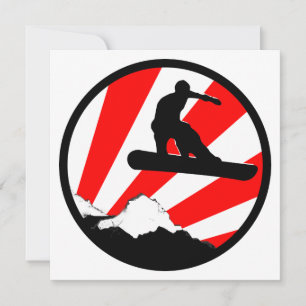 red rays snowboarding invitation