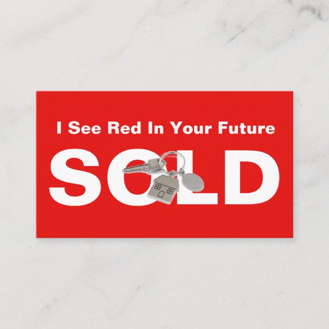 Red Real Estate Agent Sold Sign Business Card (Front)