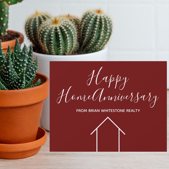 Red Real Estate Company Custom Home Anniversary Card (Creator Uploaded)