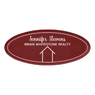 Red Real Estate Company Custom Realtor Name Tag