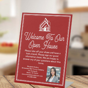 Red Real Estate Company Customised Open House Pedestal Sign