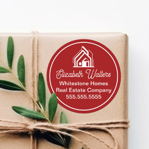 Red Real Estate Company Customised Realtor Classic Round Sticker