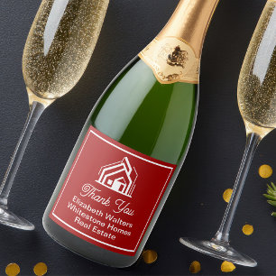 Red Real Estate Company Customized Realtor Sparkling Wine Label