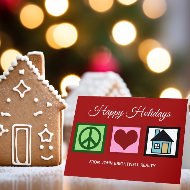Red Real Estate Company Happy Holidays Custom Holiday Card (Creator Uploaded)
