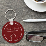 Red Real Estate Company Personalised Realtor Key Ring<br><div class="desc">This modern realtor keychain is custom made with your realty company name under the the agent name in chic typography. This minimalist red and white key chain feature a simple line drawing of a house. Contemporary gift for an agent working to help you buy a home.</div>