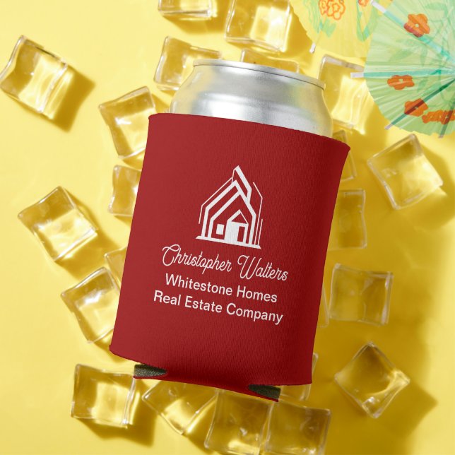 Red Real Estate Company Personalized Realtor Can Cooler (In Situ Summer)