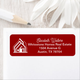Red Real Estate Company Realtor Return Address Label