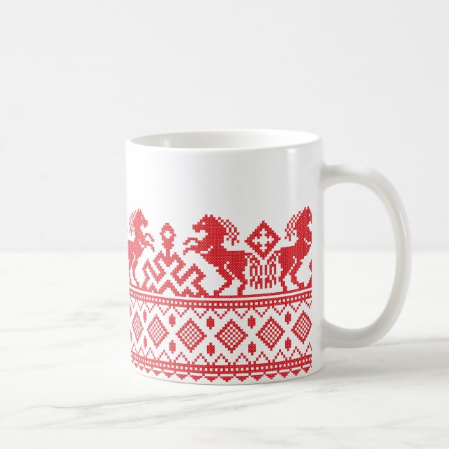Red rearing horses coffee mug (Right)